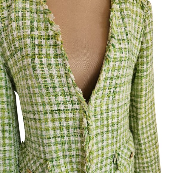 Zara Green Plaid Clueless Tweed Blazer Sz L - Picture 2 of 10